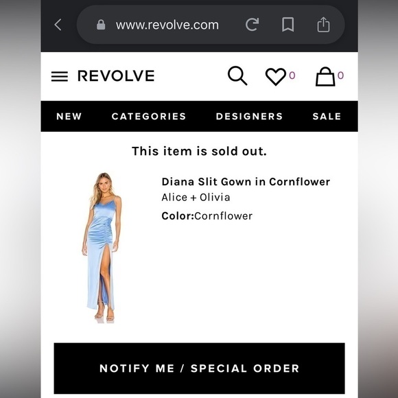 NWT. Alice + Olivia Diana V-Neck High Slit Maxi Dress Formal Gown. NWT. - Picture 5 of 17